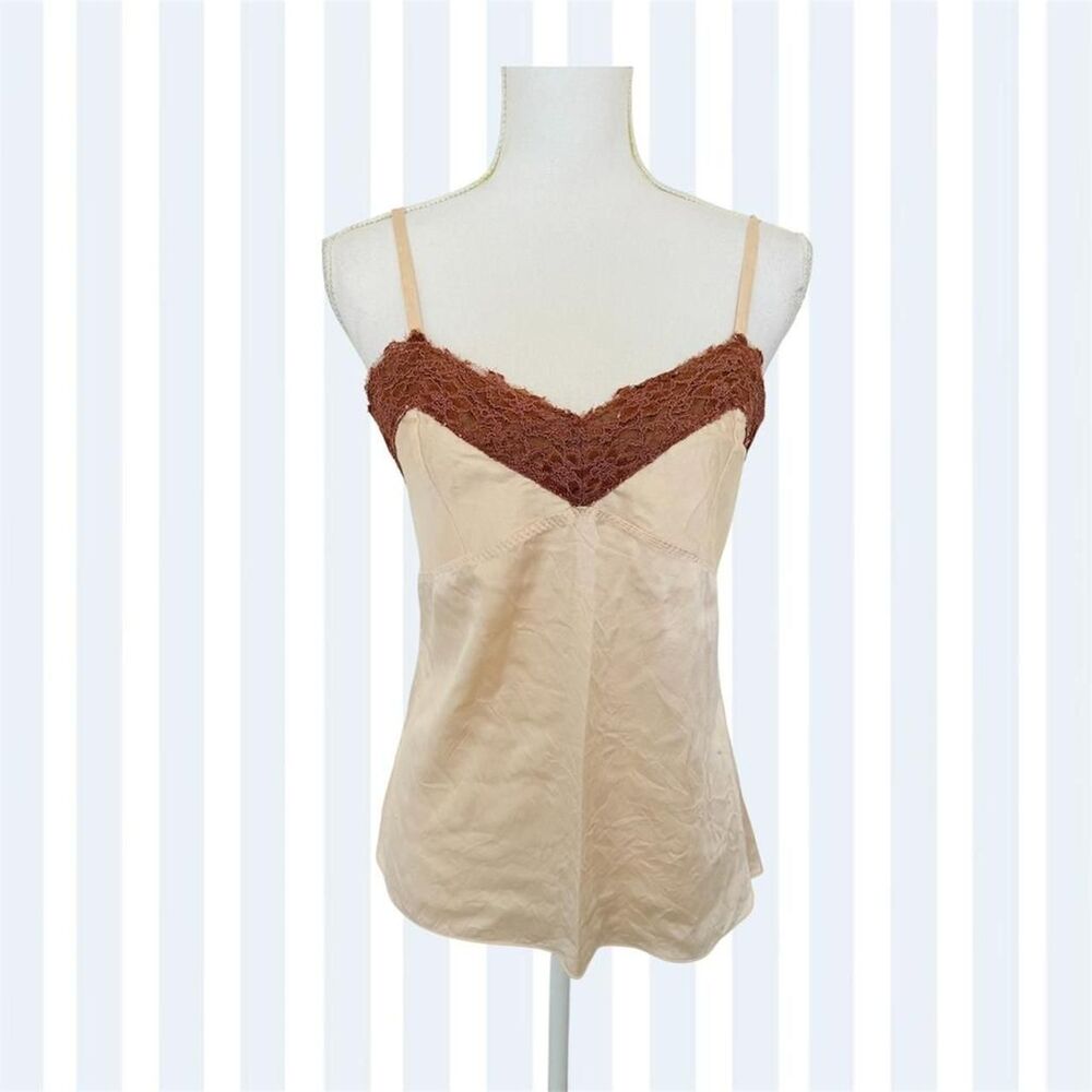 Moda International Vintage Silk Blend Lace Trim Camisole Top S